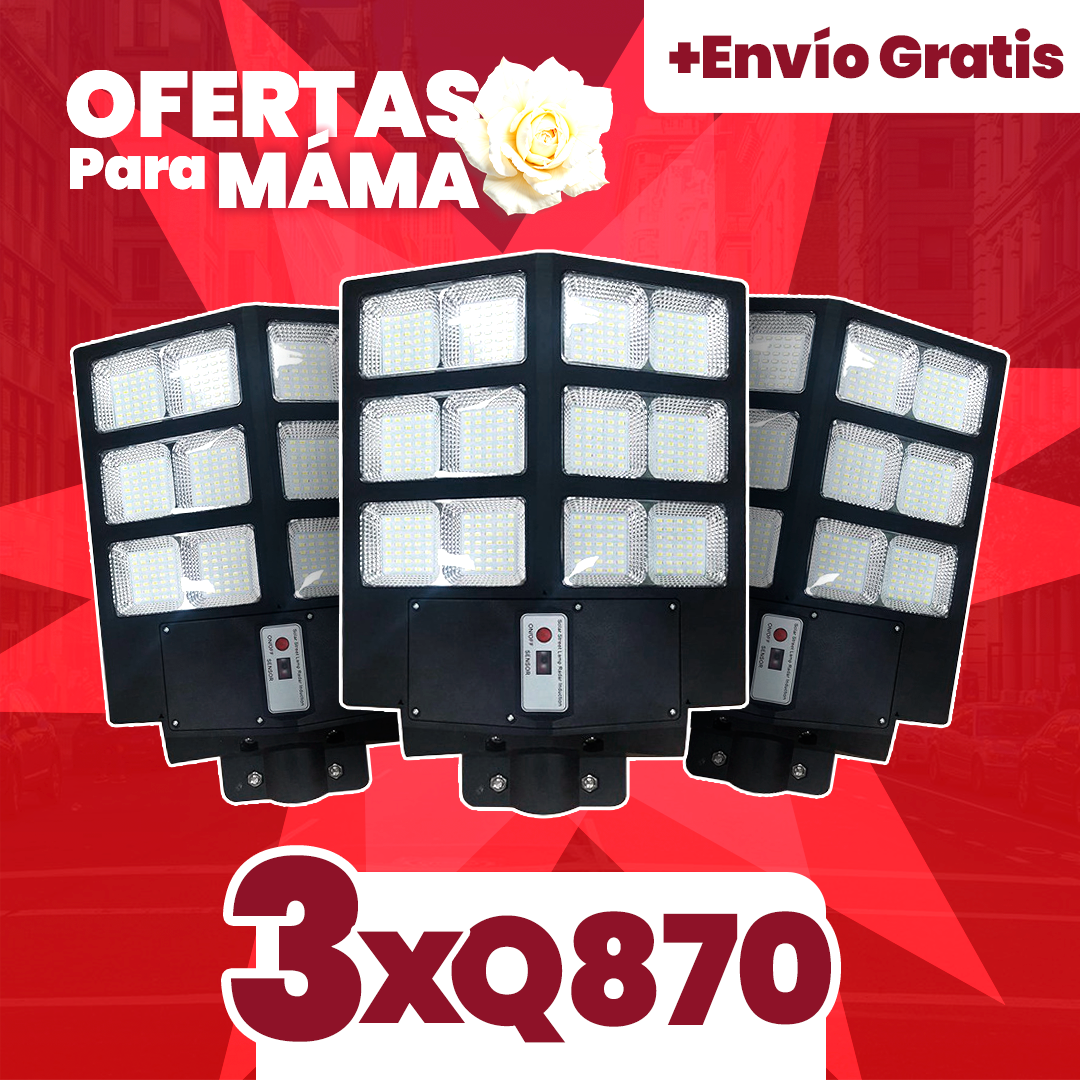 Pack x3 Alumbrado Solar 1500W 2-en-1 BC